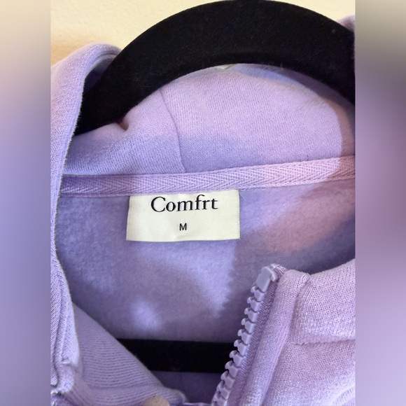 New Comfrt Pastel Zip Hoodie Medium Oversized Unisex Lavender Cozy - Picture 7 of 9